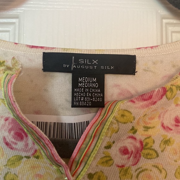 SILX 7/8 sleeve floral cardigan medium - Picture 2 of 4